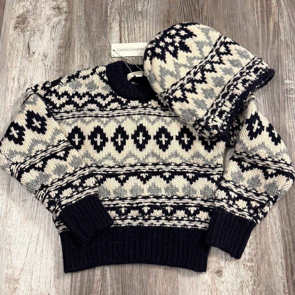 Favorite Daughter Fair Isle Knit Sweater and beanie Girl's Size XS NWT